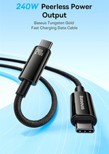 Baseus 240W USB-C to USB-C PD3.1 Fast Charge Braided Cable, Black picture