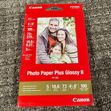 Canon Photo Paper Plus Glossy II PP-201 High-Gloss 4x6 100 Sheets 73lb picture