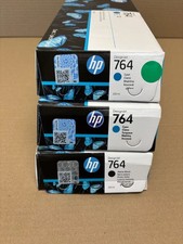 3 New Genuine HP 764 DesignJet T3500 Cyan and Matte Black Ink (2025 - 2028) picture