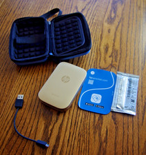 HP Sprocket 100 with case, charge cable and 10+ Zink photo sheets GOLD BLUE picture