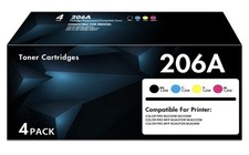 206A Toner Cartridges 4 Pack with Chip M283fdw High Yield, 206A-B/C/Y/M Color picture