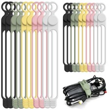 Nearockle 20PCS Silicone Cable Ties Reusable Cord Organizer 5 Colors Home Office picture