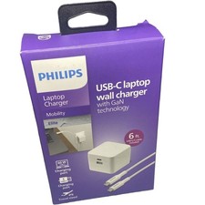 Philips 67.5W GaN USB-C PD Wall Charger + 6ft Cable, Dual Port, BOX WEAR See Pic picture
