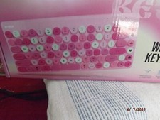 Retro Emoji Wireless Keyboard--Pink--Brand New picture