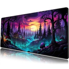 Mystic Forest Desk Mat Purple Cute Large 31.5L x 11.8W inches,  picture