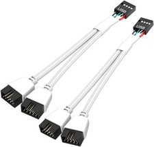 OwlTree 2 Pack Motherboard USB 2.0 to Dual 9 Pin Extension, Header White  picture