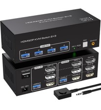 8K@60Hz HDMI+2 Displayport KVM Switch 3 Monitors 2 Computers USB 3.0 4K@120Hz 3  picture