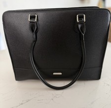 CLUCI Leather Laptop Bag Briefcase Shoulder Bag Black 3 Compartments NWOT picture
