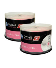 HP DVD+R DL 8.5GB Dual Double Layer 8X Blank Disc 100 Pack Logo Recordable Media picture