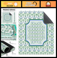 Chinoiserie Green Floral Mahjong Mat 31.5” Non-Slip Gaming Surface for Cards & B picture