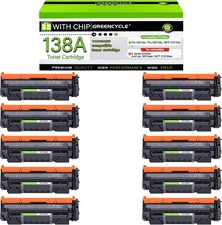 GREENCYCLE 10 Pack 138A W1380A Black Toner for HP 3001dw 3001fdw MFP 3101fdw picture