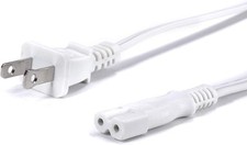 2 Prong AC Power Cord - NEMA 1-15P to C7 /P - Polarized, 18 AWG - White, 6 Feet picture