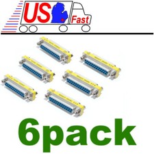 6x 25 Pin D-SUB DB25 Female to Female Mini Gender Changer Coupler Gold Plated picture
