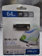 PNY 64GB Duo Link USB 3.2 Flash Drive Type-C & Type-A read speeds up to 200MB/s picture