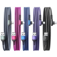 USB to USB C Cable 5-Pack 6.6ft Right Angle Fast Charger Cord for Galaxy S10 picture