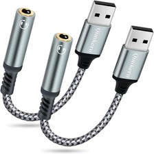 (2-Pack) Qimkero External Stereo Sound Card, USB-A to 3.5Mm TRRS 4-Pole Female, picture