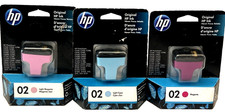 HP 02 Ink Cartridge Light Cyan/Light Magenta/Magenta Lot of 3 Sealed EXP.  2021 picture