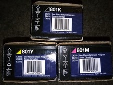 GENUINE SET OF 3 LEXMARK TONER CARTRIDGES 801K 801Y 801M   picture