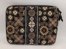 Vera Bradley Laptop Zip Sleeve Case Canyon Brown Blue Floral Quilted 14 x 11  picture