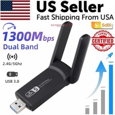 1300Mbps Long Range AC1300 Dual Band 5GHz Wireless USB 3.0 WiFi Adapter Antennas picture