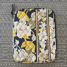 Vera Bradley Dogwood Print Cushioned Ipad Notebook Case Yellow Black Floral picture