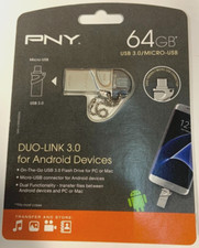 NEW PNY 64GB Duo-Link USB 3.0 OTG Flash Drive for Android - (P-FDI64GOTGTO30-GE) picture