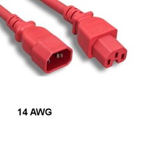 [Lot10] Red 6Ft Power Cable IEC60320 C14 to C15 14AWG 15A/250V SJT PDU UPS Syste picture