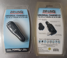 Zip-Linq 110V AC Wall Plug & 12V DC Auto Plug to 5V USB Power Adapter picture