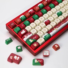 133 PCS KBDiy Christmas Bear KOA Profile Keycaps Red Cute PBT picture
