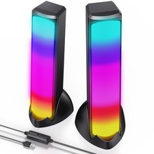 RGB PC Gaming Computer Speakers Full Screen LED Breathing Light 2.0 Channel picture