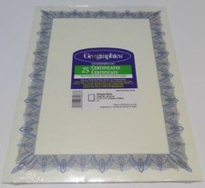 Pack of 25 Geographics Unique Blue Certificates with Gold Seals 8-1/2