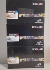 3pack LEXMARK C792  Cyan C792X1CG + Magenta C792X1MG +Yellow C792X1YG NEW Toners picture