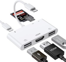Lightning to HDMI Adapter with USB Camera and Charging Port, SD 6 in1 picture