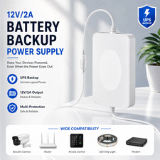 Portable Mini UPS Battery Backup 24W Output DC 12V/2A for Router Modem Camera picture