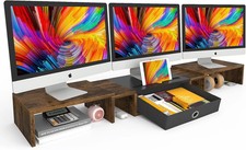 WESTREE Triple Dual Monitor Stand Riser with Drawer,Extra Large Adjustable for 2 picture