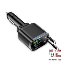 Upgraded Retractable Car Charger Adapter,3-Port & 2-Cable Car Phone Charger picture