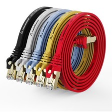 5 PCS 3 ft Cat8 Shielded Flat Ethernet Cables Multicolor 40Gbps/2000MHz RJ45 picture