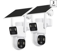 Dual-Lens Solar Security Cameras Wireless Outdoor, 2 Pack, 2K+2K Dual Views, Col picture