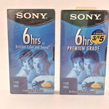 Sony T-120VL VHS 6hrs Blank Video Tapes Premium Standard Grade Lot Of 2 New VCR picture