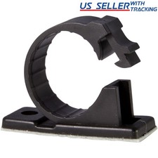 25x Adhesive Cable Management Clips Fixed Clamp w/ Screw Mount Hole, Medium 0.6