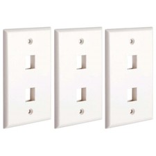 3x 2-Port/Hole 1-Gang Keystone Jack Insert Wall Plate Faceplate A/V Network picture