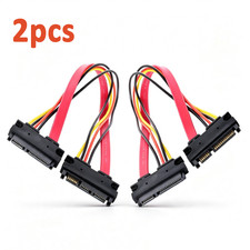 2PCS SATA 7+15pin Ext Cable, 22-pin Data Power Combo M/F for HDD SSD Adapter picture