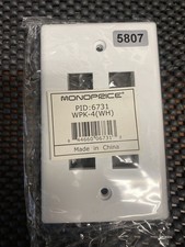 LOT OF 4 | Monoprice 6-Port Keystone Wall Plate 1-Gang White WPK-6(WH) PID 6733 picture