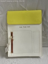 Anthropologie White Neon Yellow On The Go Tech Sleeve Case Pouch picture