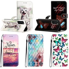 Butterfly Flower Cat Wolf Wallet Cover Case for Huawei Honor 50 70 20 X7 X8 9A picture