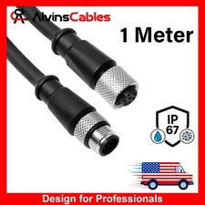 M12 A-Code 8 Pin Male to Female Cat6a Cable for Cognex Industrial Cameras 3.3ft picture