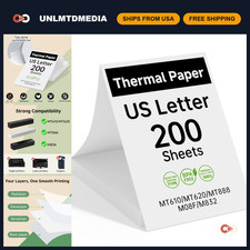 Portable Thermal Printer Paper - 200 Sheets, US Letter 8.5x11 Inch, High Quality picture