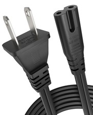 [UL Listed] 6ft 18AWG 7A 125V AC Power Cord 2 Prong Cable Non Polarized Black picture