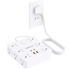 2 Prong Power Strip, 2 Prong to 3 Prong Outlet Adapter with 12 AC & 4 USB(2 U... picture