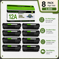 8PK Q2612A 12A Black Toner Cartridge Compatible with HP LaserJet 1022nw Printer picture
